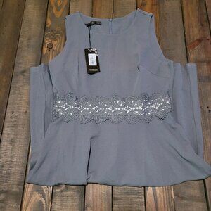 Women's Vintage Inspired 1950s Floral Embroidery Sleeveless Cocktail Dress